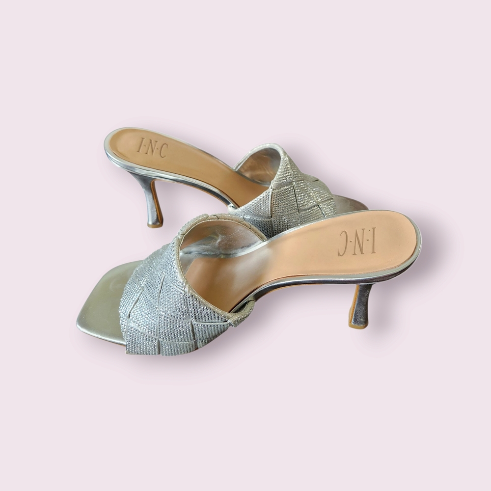 INC International Concepts Silver Heels Elegant Design